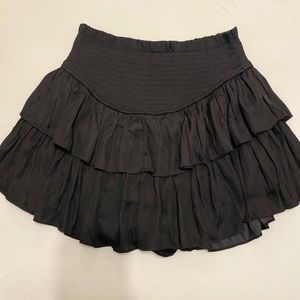 Black ruffle mini skirt
